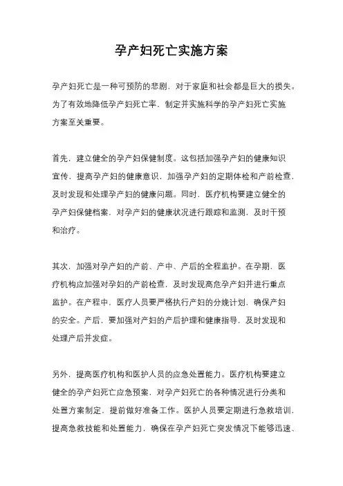 孕产妇死亡实施方案