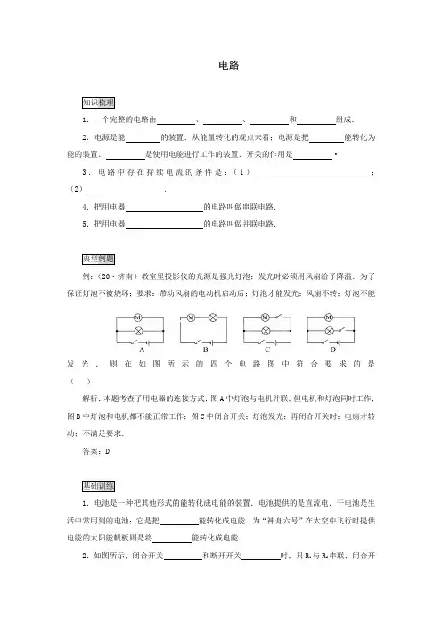 中考物理复习训练 电路