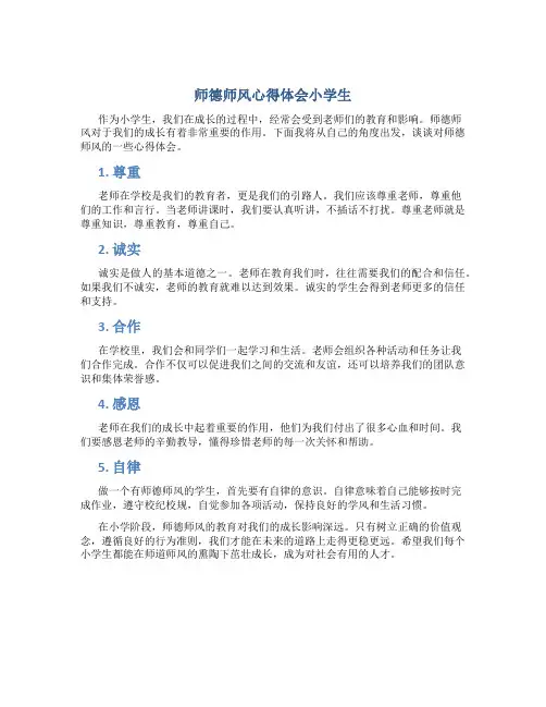 师德师风心得体会小学生