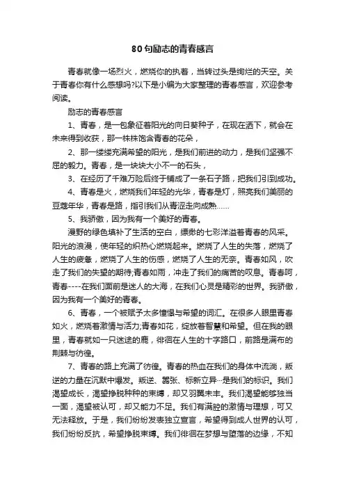 80句励志的青春感言