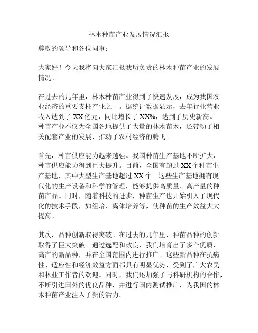 林木种苗产业发展情况汇报