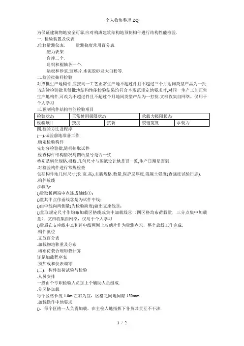 混凝土预制构件结构性能检验作业指导书