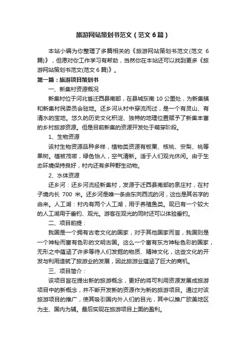 旅游网站策划书范文（范文6篇）