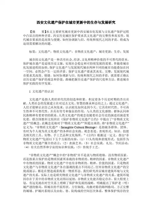 西安文化遗产保护在城市更新中的生存与发展研究