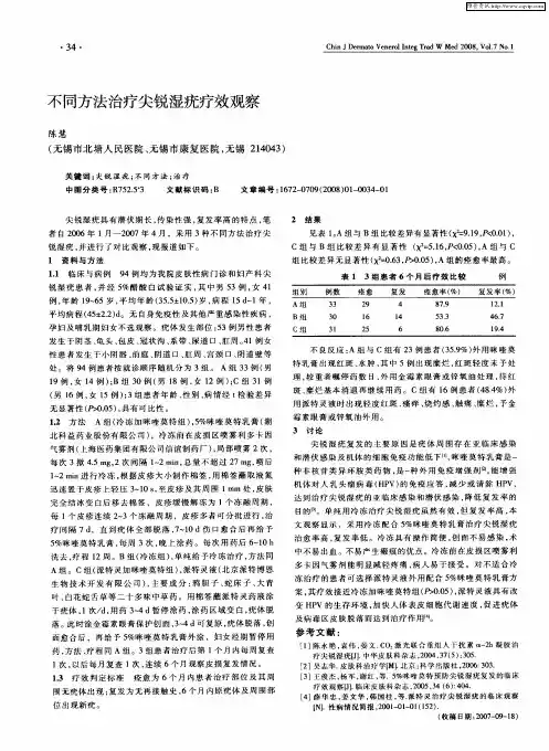 不同方法治疗尖锐湿疣疗效观察
