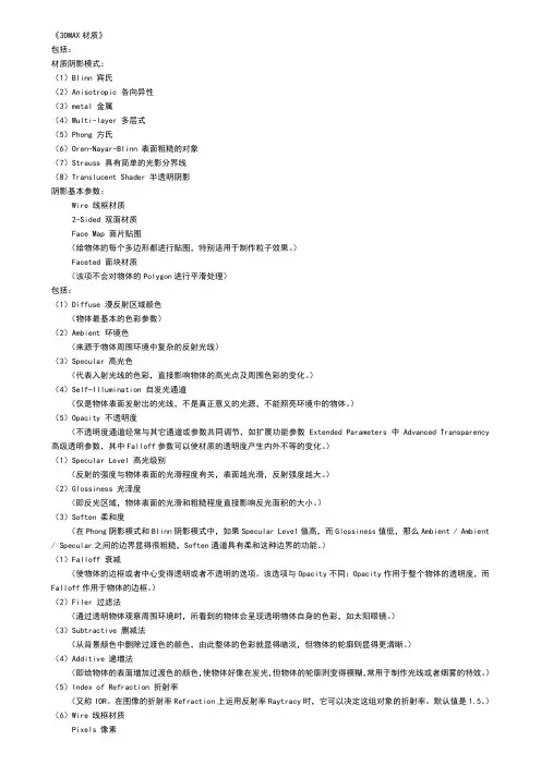 3dmax材质参数详解