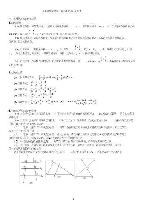九年级数学相似三角形知识点汇总参考(搜集整理全面细致)