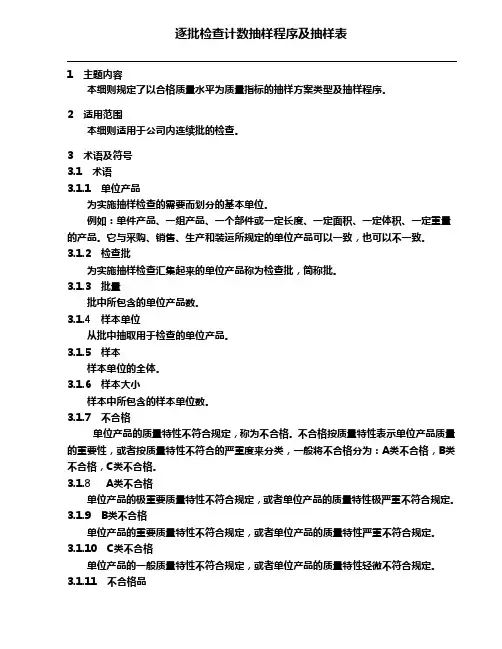 逐批检查计数抽样程序及抽样表