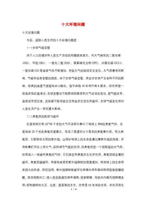 十大环境问题