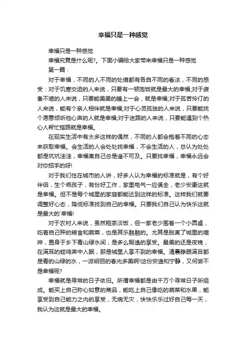 幸福只是一种感觉