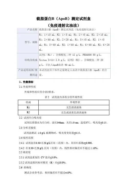 载脂蛋白B(ApoB)测定试剂盒(免疫透射比浊法)产品技术要求derui