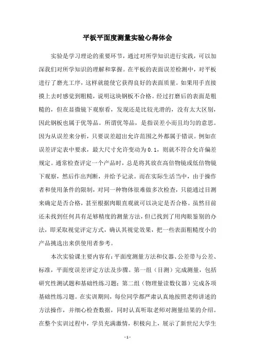 平板平面度测量实验心得体会