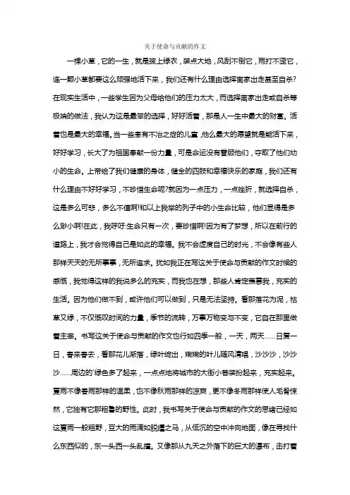 关于使命与贡献的作文