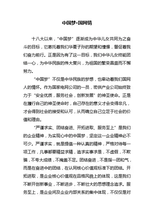 中国梦国网情征文