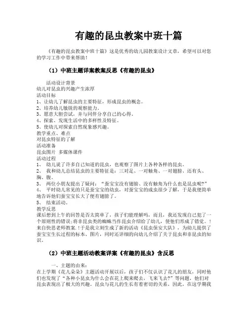 有趣的昆虫教案中班十篇