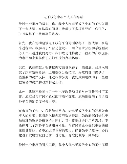 电子政务中心个人工作总结