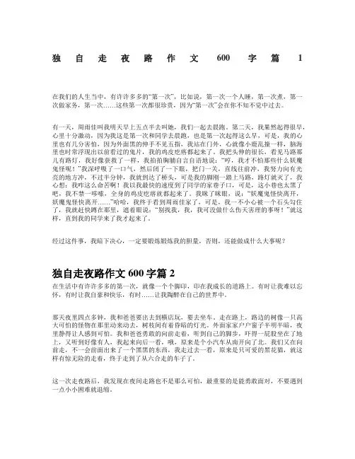 自己走夜路600字六年级作文