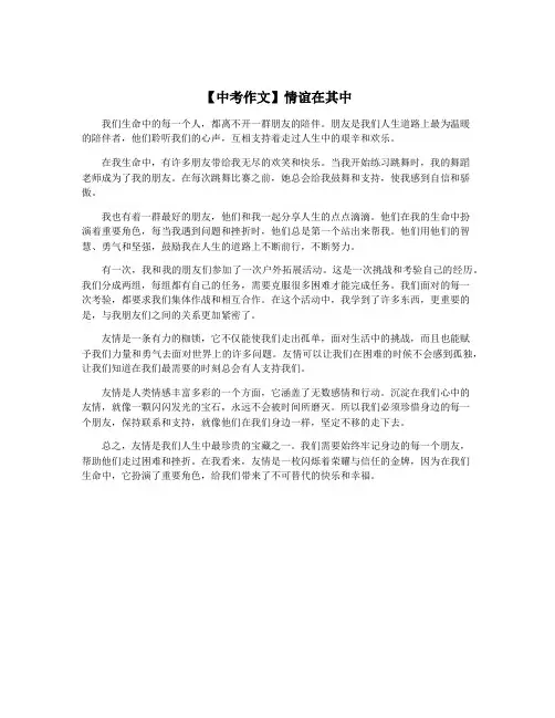 【中考作文】情谊在其中