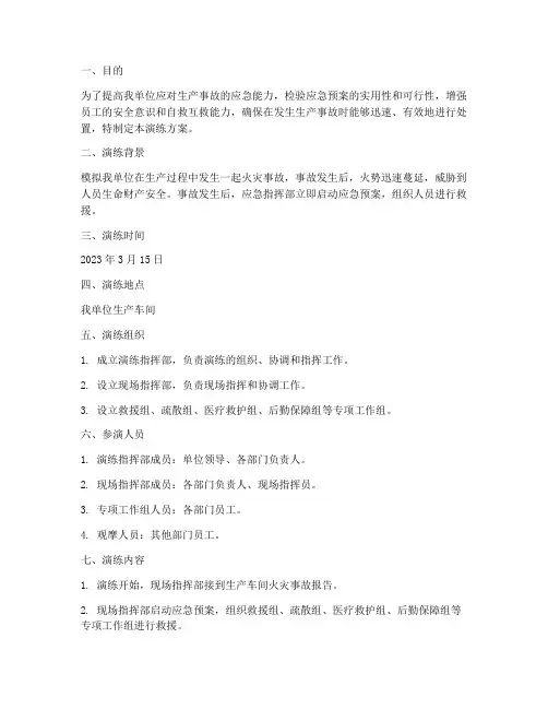 生产事故应急预案演练方案
