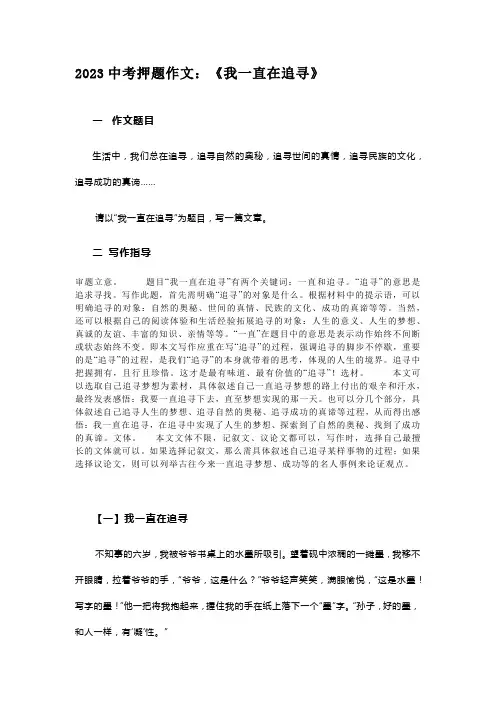 2023中考押题作文：《我一直在追寻》