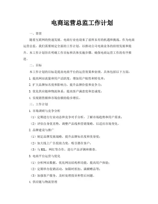 电商运营总监工作计划
