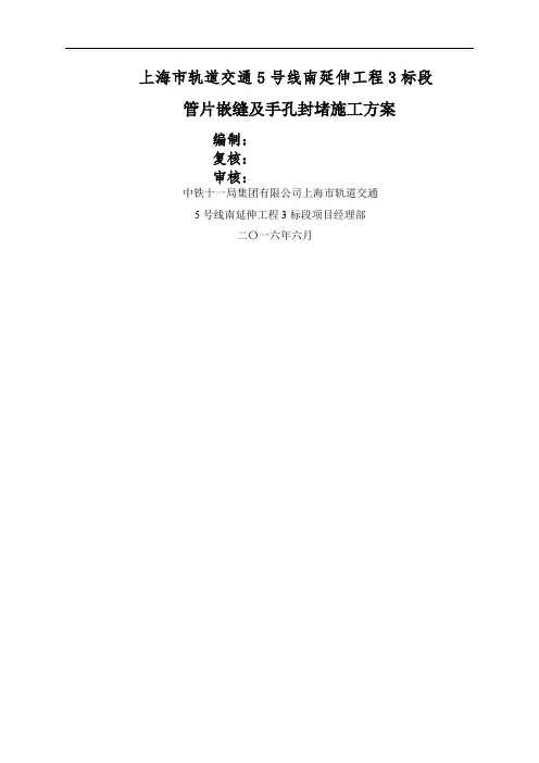 管片嵌缝及手孔封堵施工方案