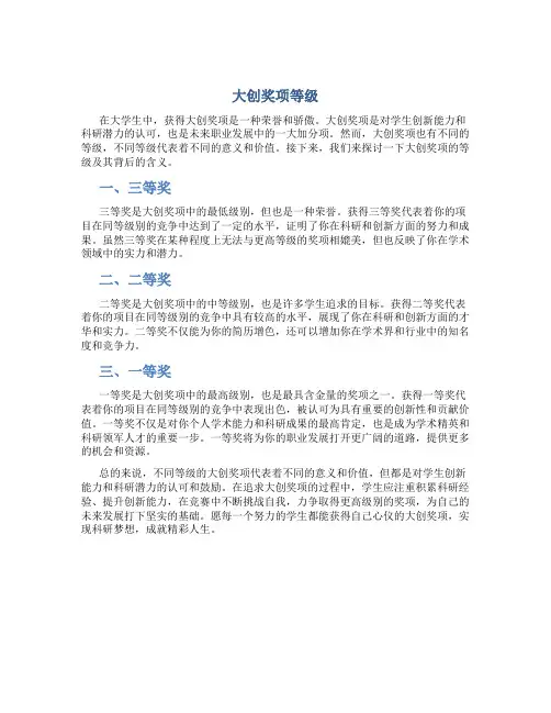 大创奖项等级