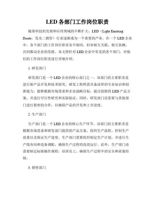 LED各部门工作岗位职责