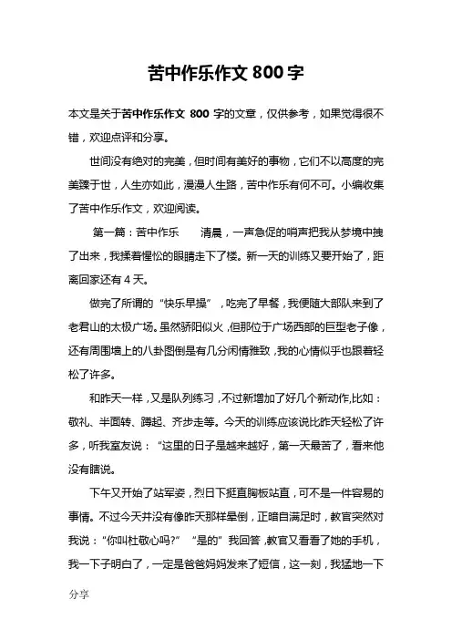 苦中作乐作文800字