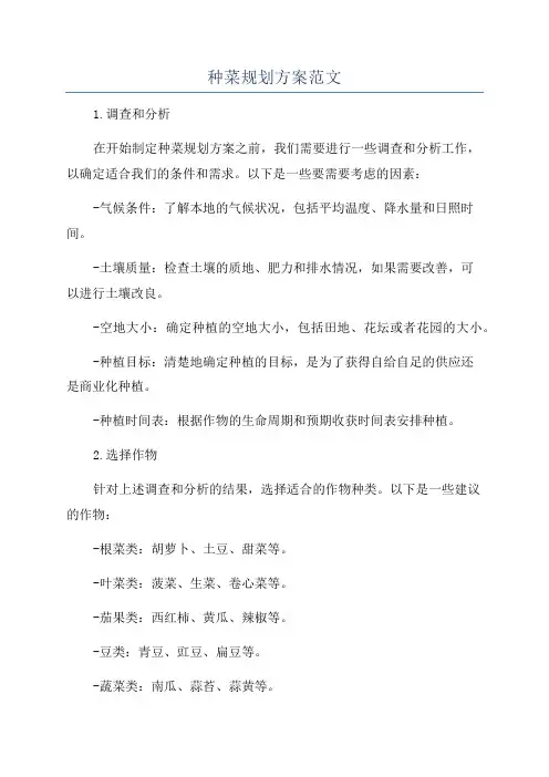 种菜规划方案范文