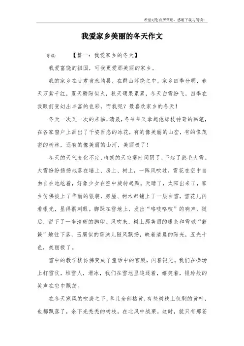我爱家乡美丽的冬天作文