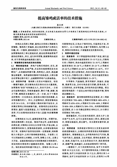 提高雏鸡成活率的技术措施
