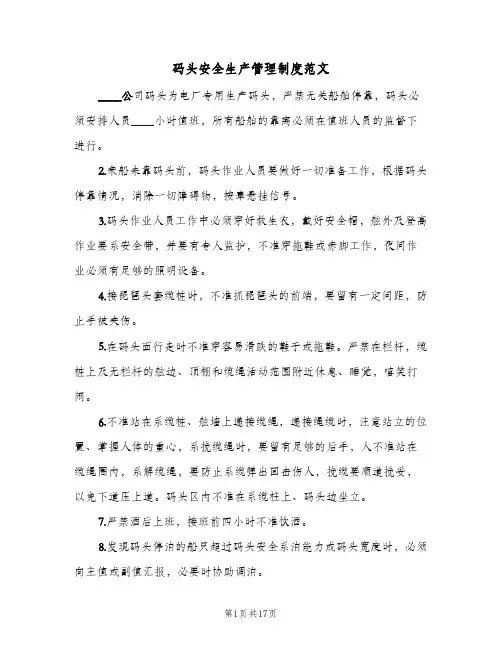 码头安全生产管理制度范文(三篇)