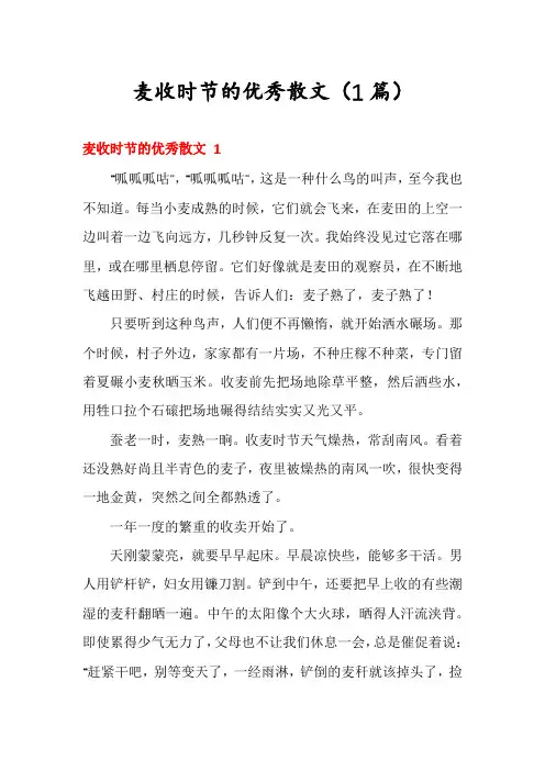 麦收时节的优秀散文(1篇)