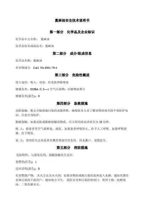 MSDS蓖麻油