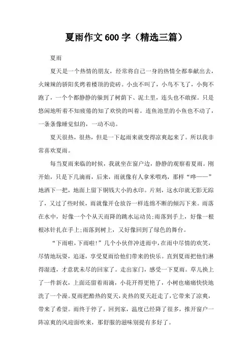 夏雨作文600字(精选三篇)