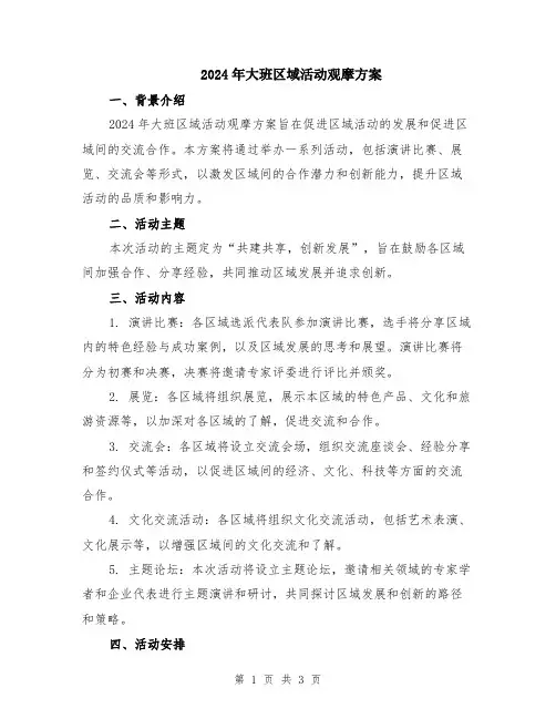 2024年大班区域活动观摩方案
