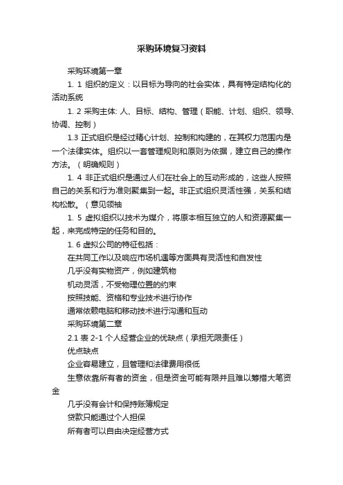 采购环境复习资料