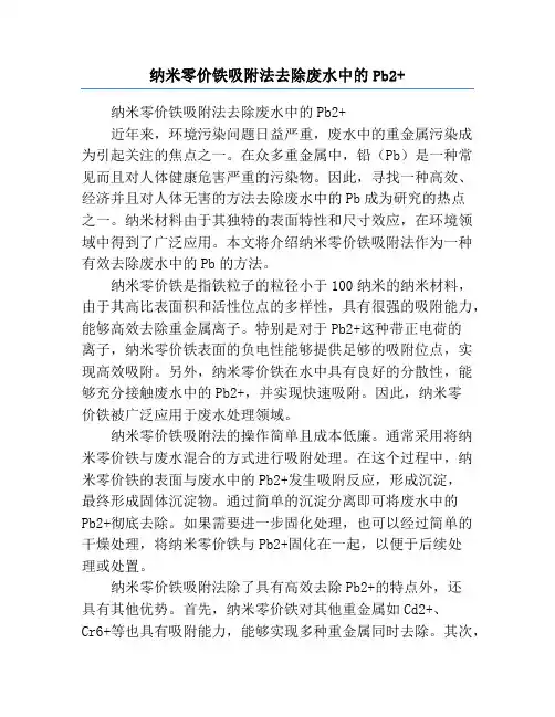 纳米零价铁吸附法去除废水中的Pb2+