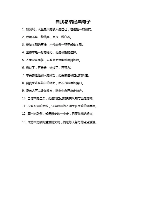 自我总结经典句子
