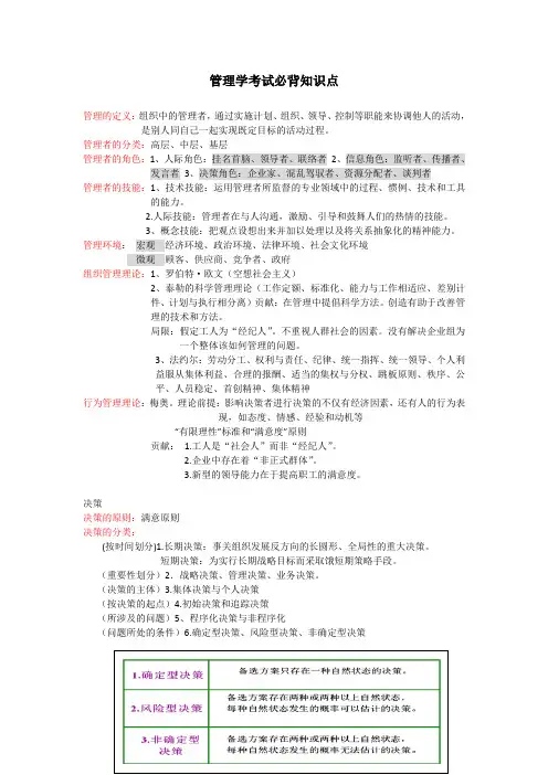 管理学考试必备知识点