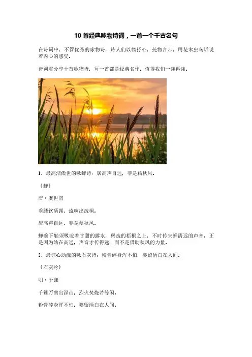 十首经典咏物诗词
