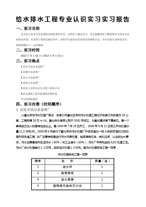 给排水认知实习报告