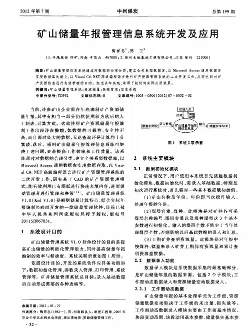 矿山储量年报管理信息系统开发及应用