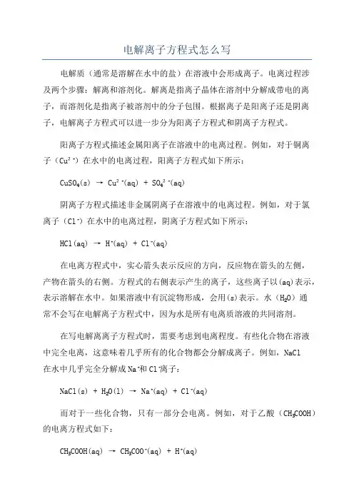 电解离子方程式怎么写