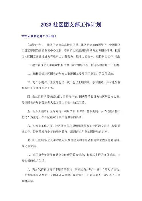 2023社区团支部工作计划