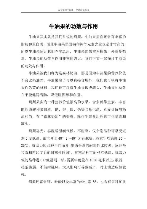 牛油果的功效与作用