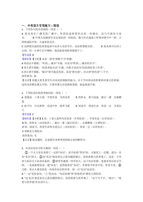 新部编中考 语文期末专题复习 短语训练及答案