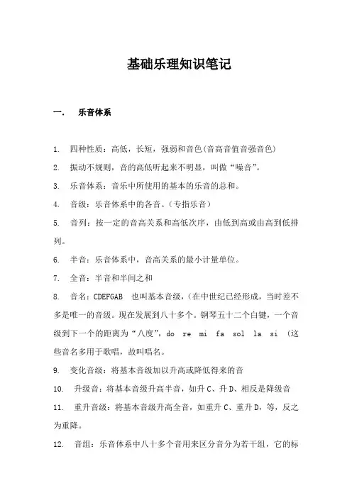 基础乐理知识笔记