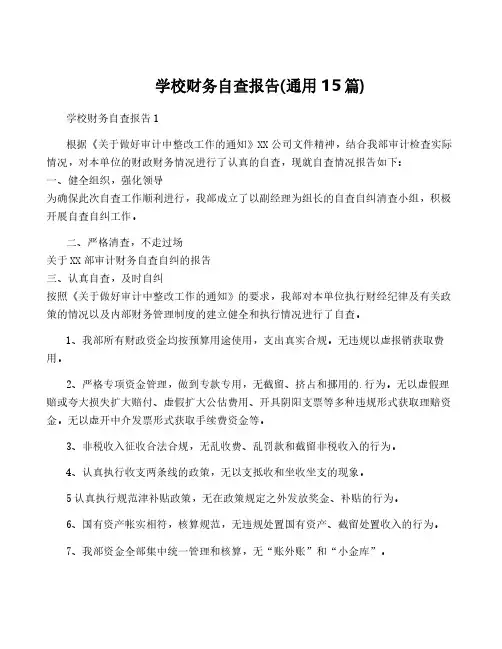 学校财务自查报告(通用15篇)